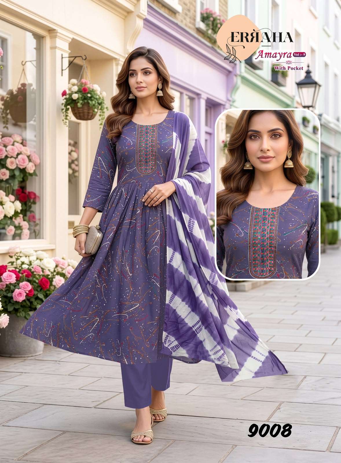 ERRAHA AMAYRA VOL 9 FOIL PRINT UMBRELLA CUT CATALOGUE ANARKALI SUIT PARTYWEAR SHOP 